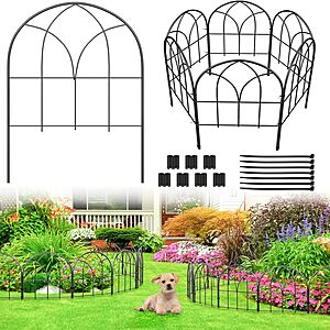 6-pk 12.55" x 16.53" Youpehom No-Dig Metal Garden Fence Panels (Black) $12 