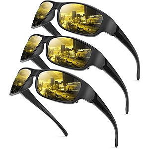 3-Pack KALIYADI Men's UV400 Polarized Sports Sunglasses (Night Vision) $9.49 ($3.16 each) + Free Shipping w/ Prime or on $35+