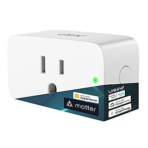 Linkind 15A/1800W Matter Smart Plug Wi-Fi Outlet w/ Timer & Remote Control 