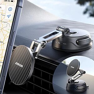 JOYROOM Tri-Fold MagSafe iPhone Car Mount w/ Suction Pro (Carbon Fiber) $9.99 + Free Shipping w/ Prime or on $35+