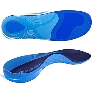 Cloudflo Men's or Women's Plantar Fasciitis Sneaker Insoles w/ High Arch Support