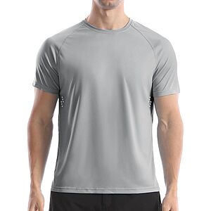4ucycling Men's UPF 50+ Short Sleeve Rash Guard Swim Shirt (Gray or White)