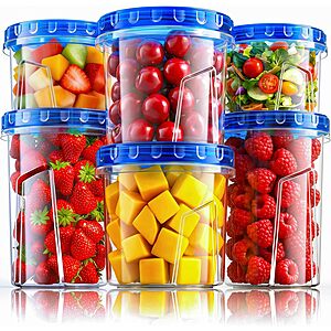6-pk HOMETALL Airtight Freezer Storage Containers w/ Twist Lids (33/24/17-oz)