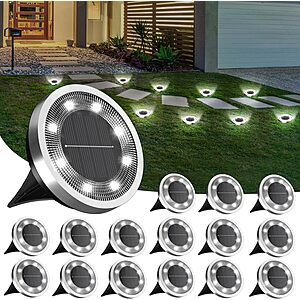 Prime Members: 16-Pack INCX Solar Ground Lights Outdoor Waterproof (Cold White) $19.80 + Free S&H