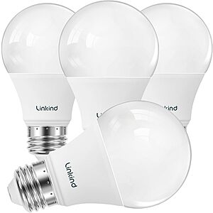 Prime Members: 4-Pk 60W Linkind A19 LED Light Bulbs (Soft White) $4.55 + Free S&H