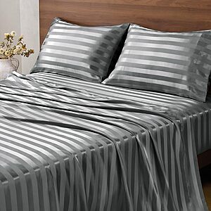 4-pc BEDELITE Queen Jacquard Striped Satin Sheet Set (various) from