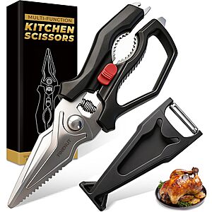 FINENUT Heavy Duty Kitchen Scissors w/ Peeler Sheath