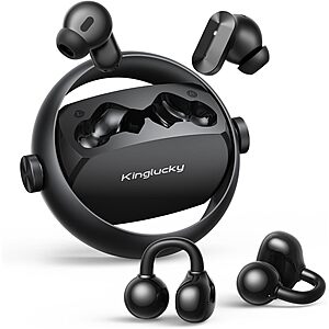 Kinglucky 2-in-1 Wireless Bluetooth Earbuds w/ In-Ear & Open-Ear Clip-On