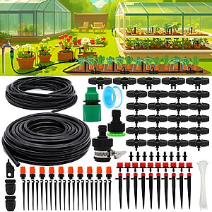 100' PETUOL Drip Irrigation Kit w/ Adjustable Nozzles