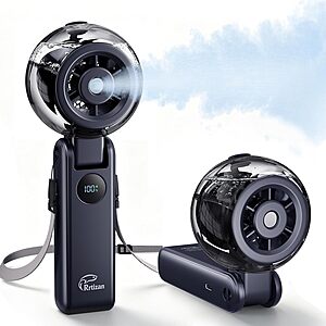 Rrtizan Rechargeable 5000mAh Handheld Misting Fan (Dark Blue)