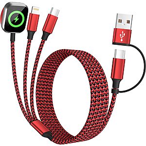 5' Firsting 3-in-2 Travel Charging Cable w/ Apple Watch Charger