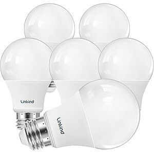 6-pk Linkind A19 Dimmable LED Light Bulbs 60W Equivalent (Warm White)