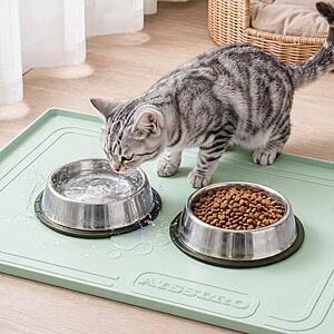 22" x 19" Aisslro Silicone Dog or Cat Feeding Mat w/ Raised Edges (2 Colors)