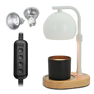 Cawalap Dimmable Candle Warmer Lamp w/ Timer & 2x 50W Bulbs
