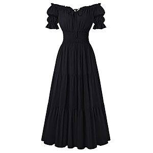 Scarlet Darkness Women's Off-Shoulder Puff Sleeve Tiered Dress (Various)
