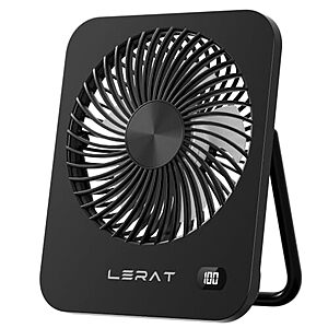 Lerat 5-Speed Portable USB Rechargeable Desk Fan