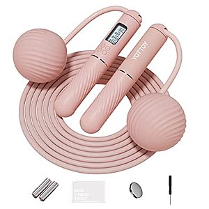 YOTTOY Cordless Ball-Weighted Jump Rope w/ LCD Display (2 Colors) from