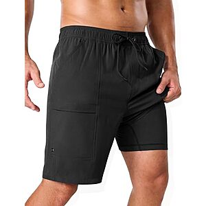 SILKWORLD Men's 9" 2-in-1 Swim Trunks w/ Compression Liner (Various)