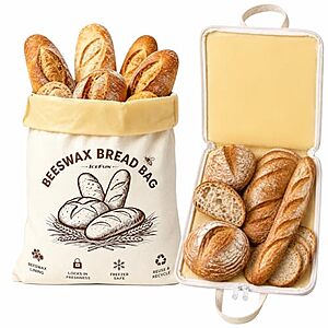 2-Pk IceFun Beeswax Bread Bag w/ U-Zipper & Dual Handles
