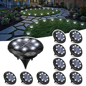 12-Pack SOLPEX Small Solar Pathway Ground Lights (Cool White)