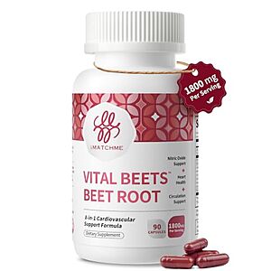 90-Ct iMATCHME Vital Beets 1800mg Beet Root Capsules $8.10 w/ S&S