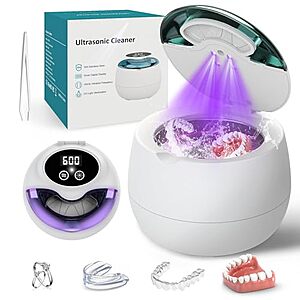 45kHz Nrqyon Ultrasonic Retainer & Denture Cleaner Machine w/ UV Light