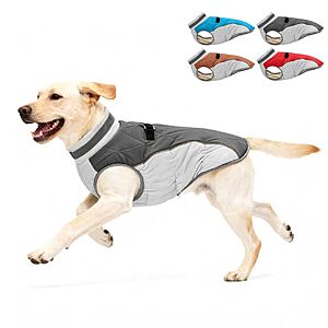AOKOWN Dog Winter Coat w/ Fleece Lining & Reflective Strip