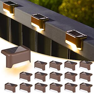 16-Pk SOLPEX Outdoor Solar LED Step / Rail Lights (Warm White)