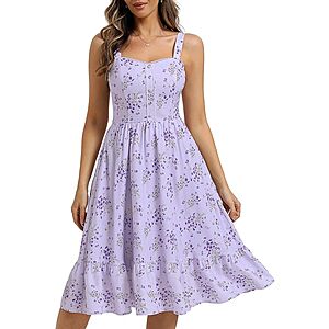 Belle Poque Women's Floral Midi Dress w/ Pockets (various)