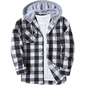 JACKETOWN Men's Plaid Hooded Flannel Shirt Jacket (Various)