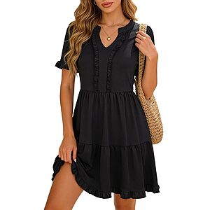 Berydress Women's V-Neck Short Sleeve Babydoll Mini Sundress (Various)