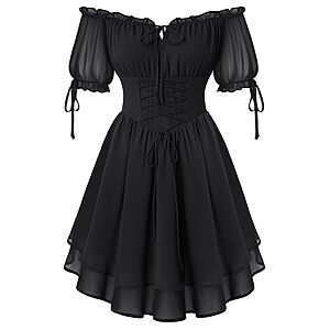 Scarlet Darkness Women's Off-Shoulder Renaissance Mini Dress (Various)