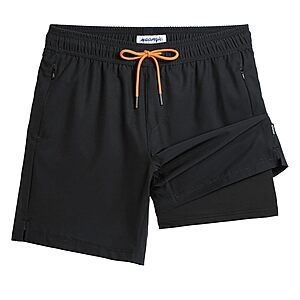 Maamgic Men's 2-in-1 7" Swim Trunks w/ Built-In Compression Liner (various)