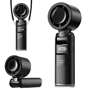 Lerat 4000mAh 3-in-1 Portable Handheld Turbo Fan w/ LED Display & Flashlight