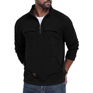 Lepunuo Men's Quarter Zip Loose Fit Cargo Fleece Sweatshirt (6 Colors)