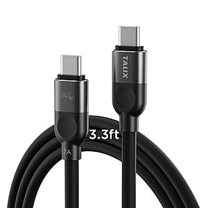 Prime Members: TALIX 240W USB-C to USB-C Charging Cable: 10' $10; 6.6' $7.60; 3.3' $6.65 + Free S&H