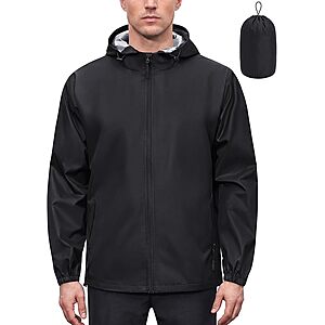 COOFANDY Men's Waterproof Packable Rain Jacket w/ Hood & Zip Pockets (6 Colors)