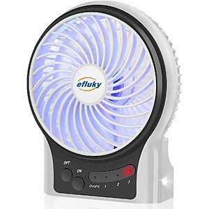 4.9" efluky 3-Speed Rechargeable Mini Desk Fan w/ LED Light