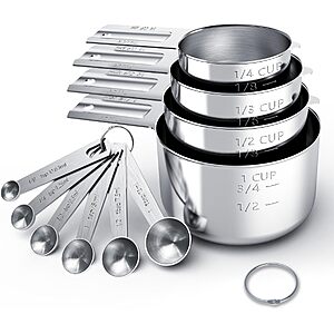 10-Pc TILUCK Stainless Steel Measuring Cups & Spoons Set