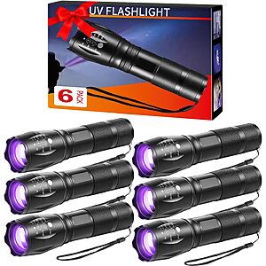 6-Pk Staaricc 395nm UV Black Light Flashlight