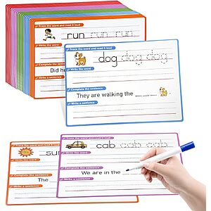 20-Ct HenPisen Kids' Dry Erase Sheets (Handwriting or Letters & Numbers Practice)