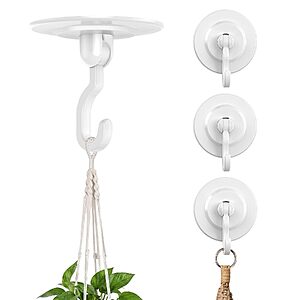 4-Pk Keno 3-Lb Adhesive Swivel Ceiling Hooks (White)