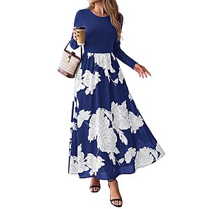 KIRUNDO Women's Long Sleeve Floral Maxi Dress (Various)