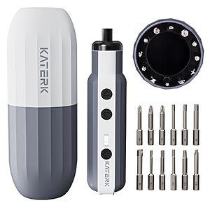Prime Members: Katerk 1500mAh Cordless Electric Screwdriver w/ 12-Pc S2 Steel Bits from $13.20 + Free S&H