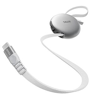 3.94' TALIX 240W Single-Pull Retractable USB-C to USB-C Flat Braided Cable
