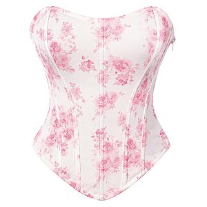 Scarlet Darkness Women's Renaissance Floral Strapless Corset Bustier Top