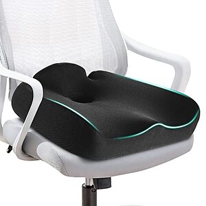 LALUCREATE Ergonomic Memory Foam Seat Cushion for Office Chairs w/ Non-Slip Base
