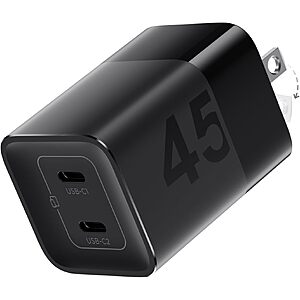 wegear PA1215 45W 2-Port GaN USB-C Wall Charger w/ PPS & Foldable Prongs