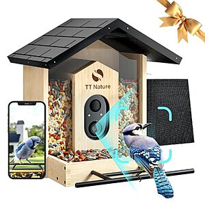 TT Nature 1.5L Solar Smart Bird Feeder w/ 1080P AI Camera $30 + Free S&H