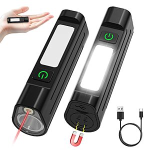 2-Pack Spriak Rechargeable 1500-Lumen Magnetic EDC Pocket Flashlight